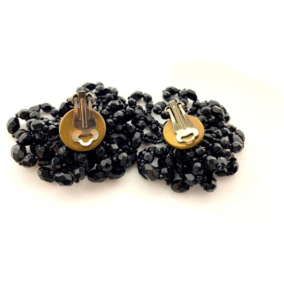 Vintage Jet Black Rhinestone  DANGLE Earrings DRAMATIC - Picture 3 of 6